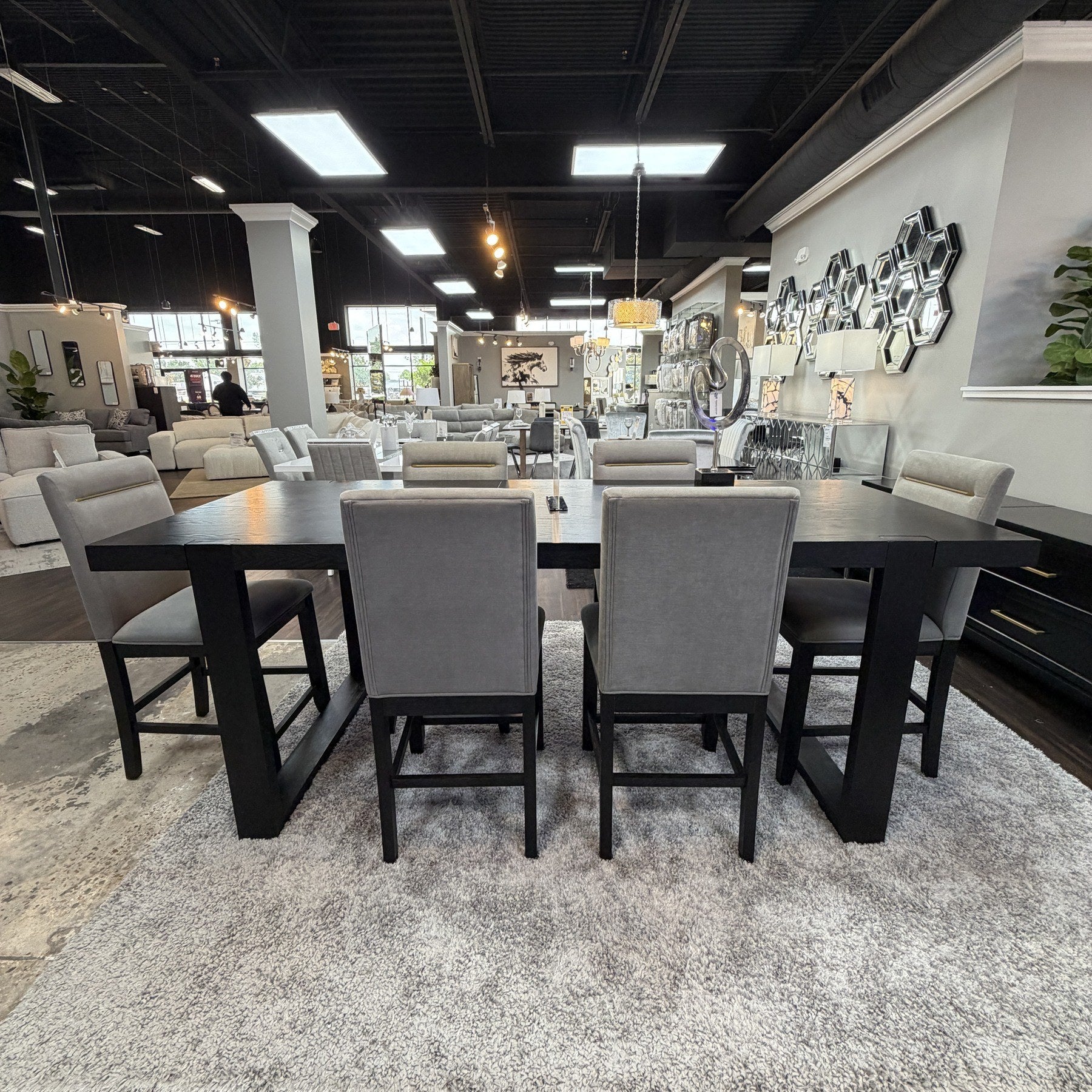 Mercer Charcoal Dining Table & 6 Chairs