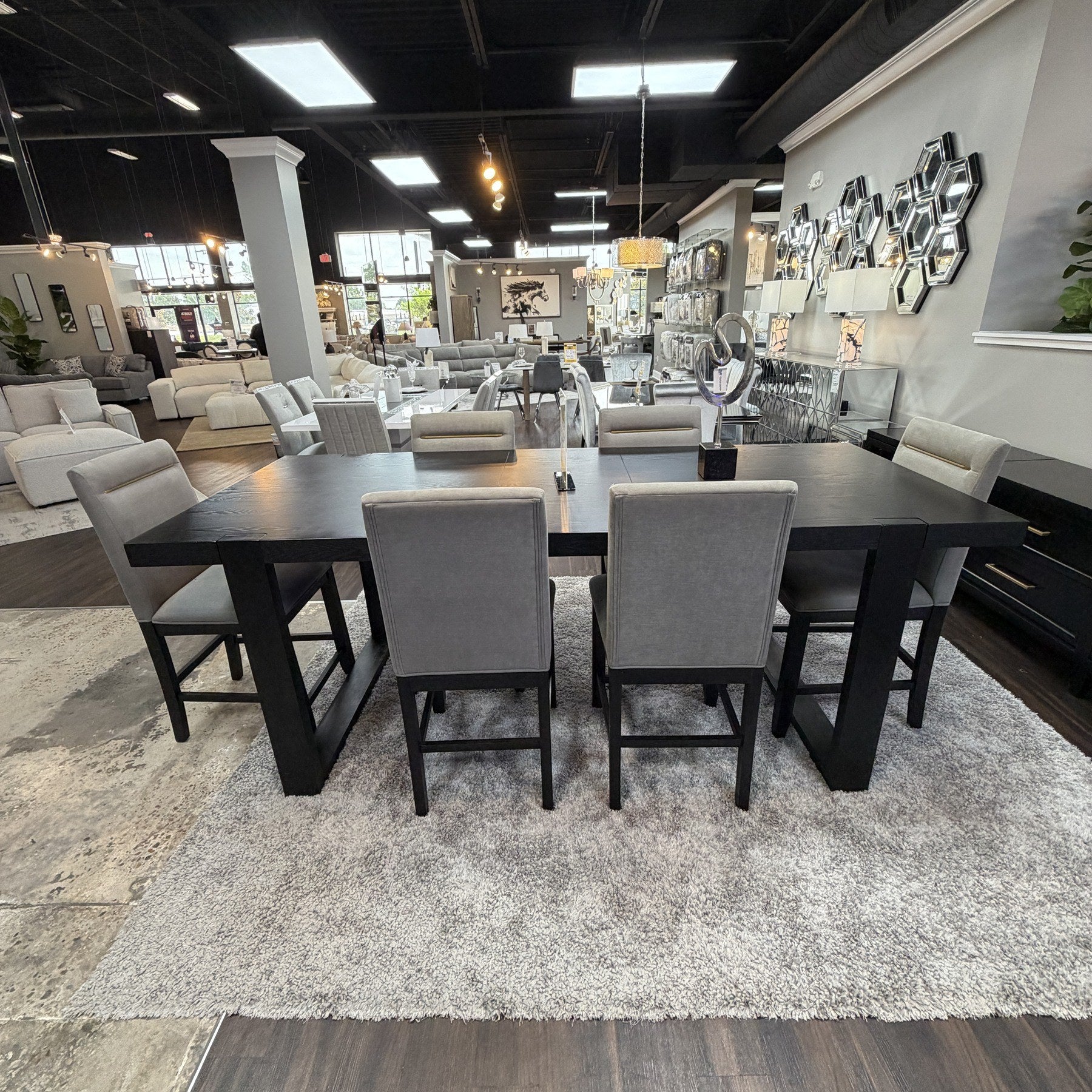 Mercer Charcoal Dining Table & 6 Chairs