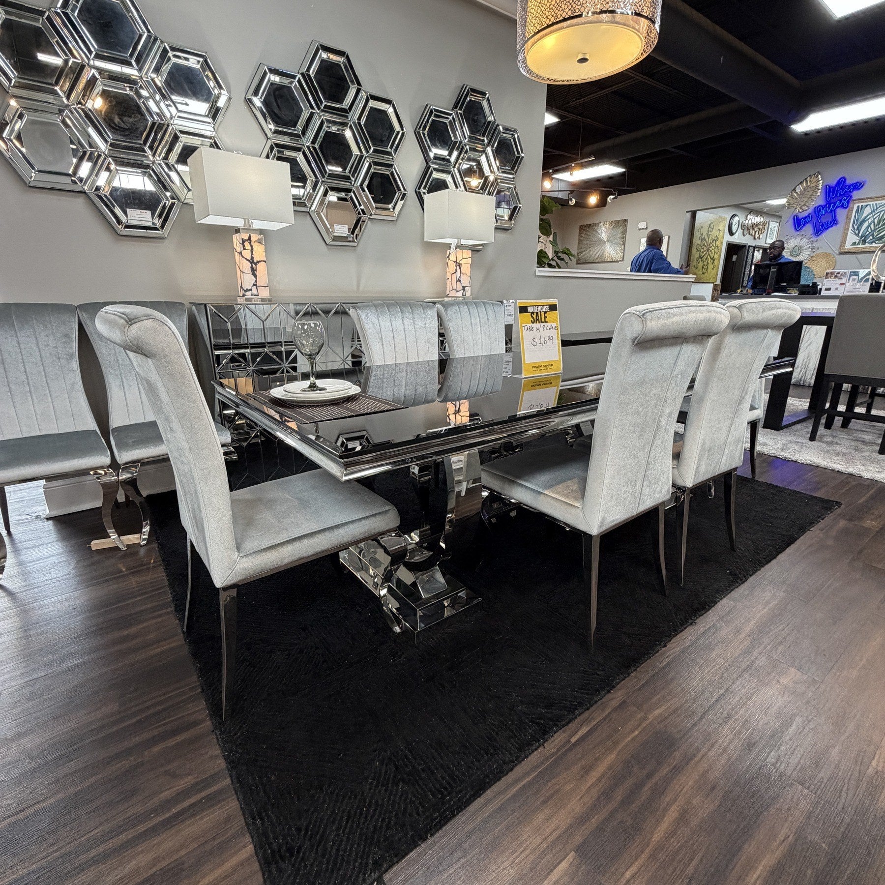 Noir Luxe Dining Table & 8 Chairs