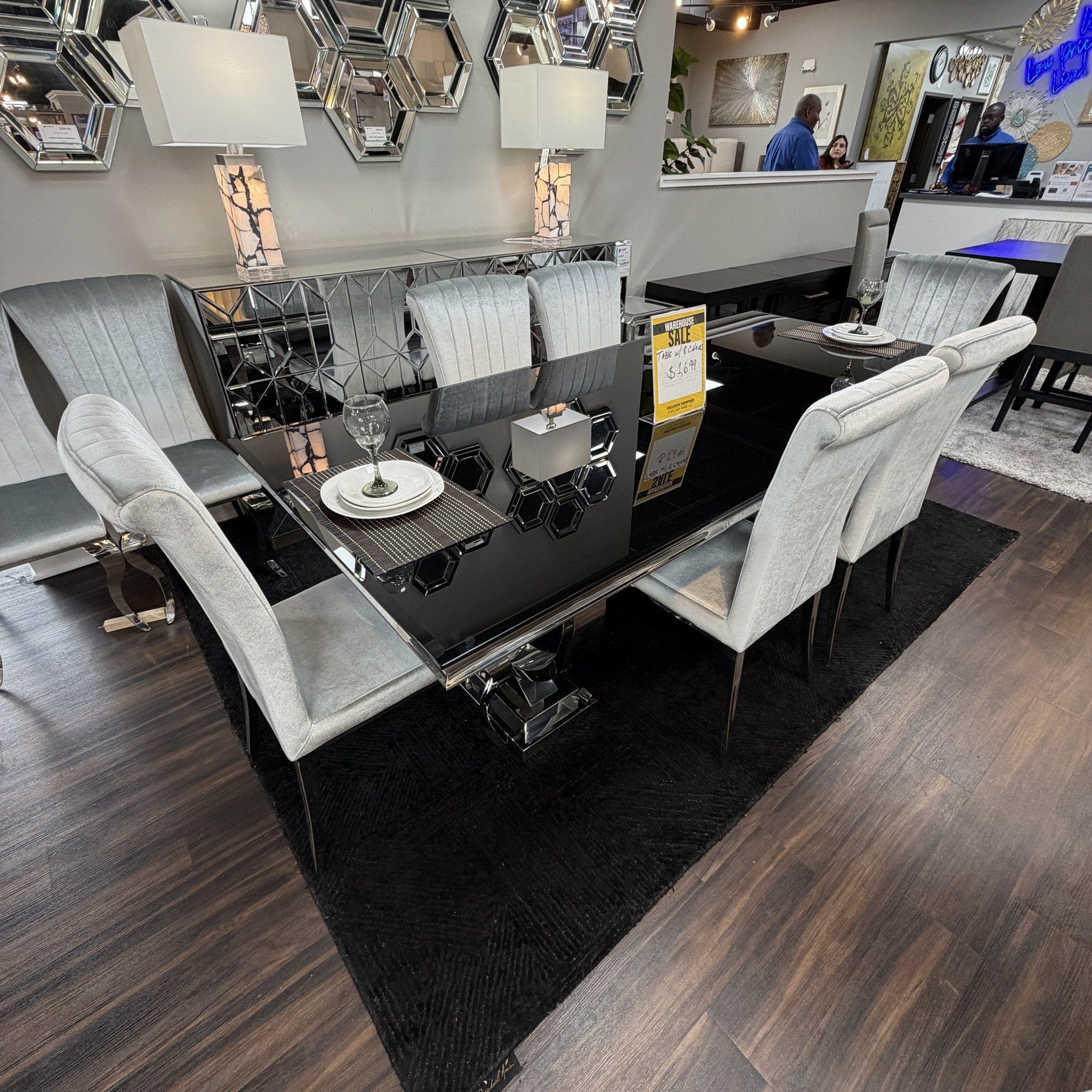 Noir Luxe Dining Table & 8 Chairs