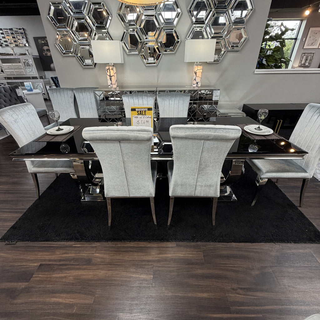 Noir Luxe Dining Table & 8 Chairs