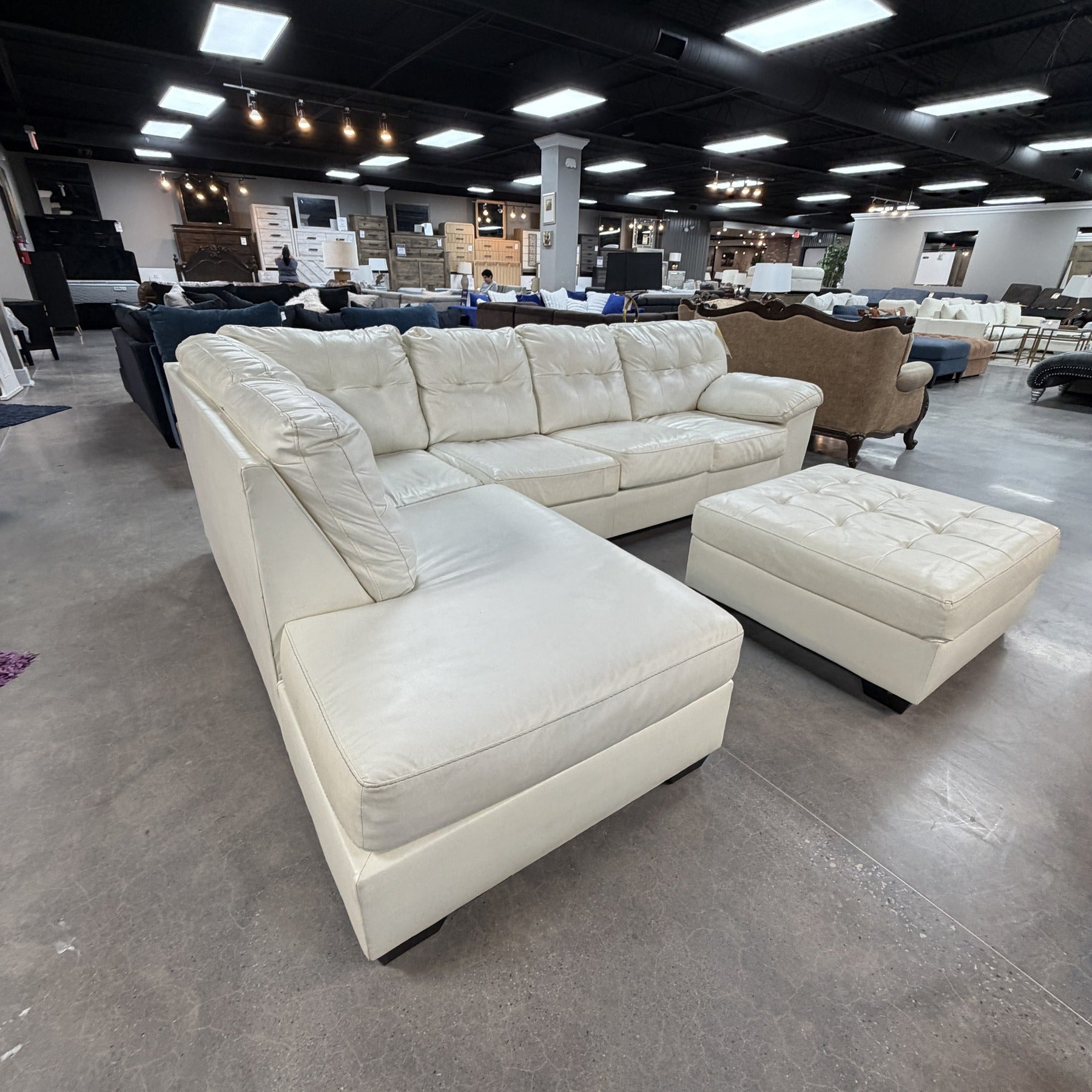 Aspen Polar White Sectional & Ottoman