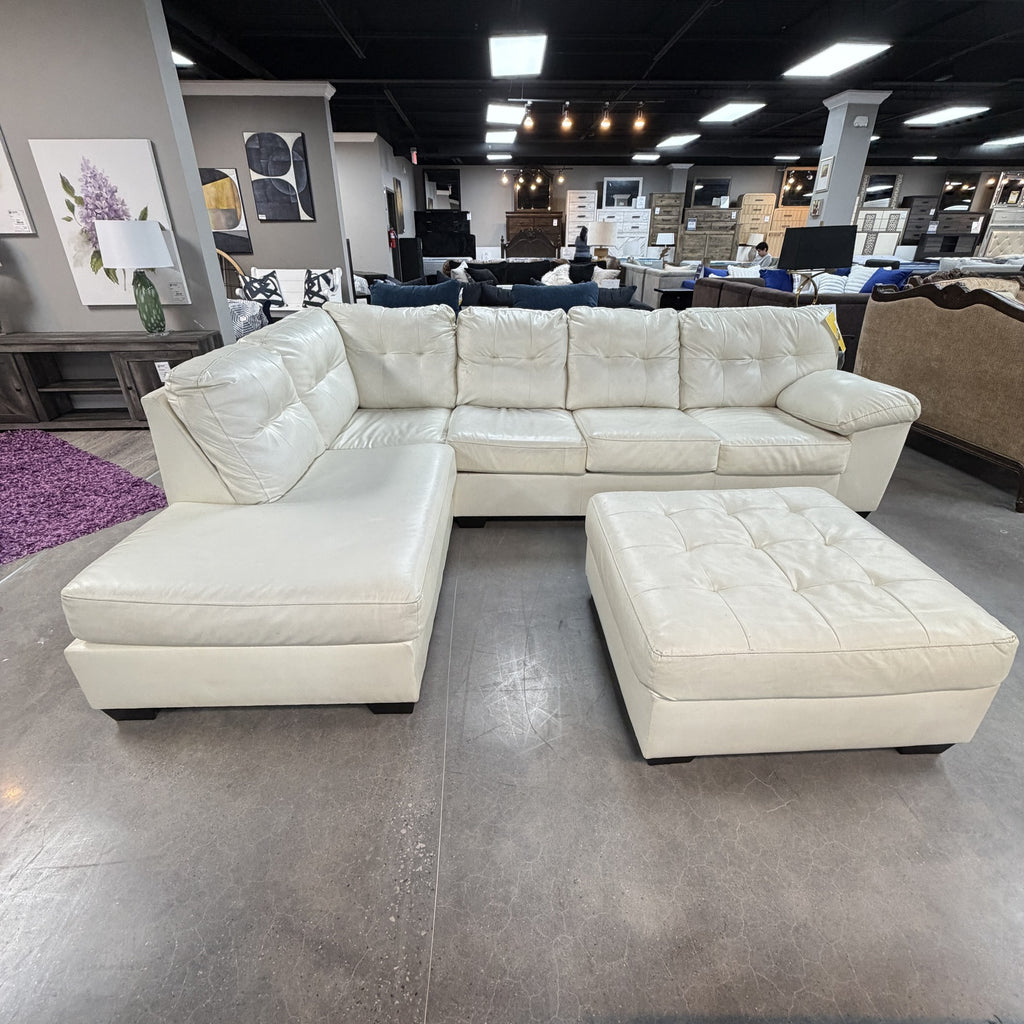 Aspen Polar White Sectional & Ottoman