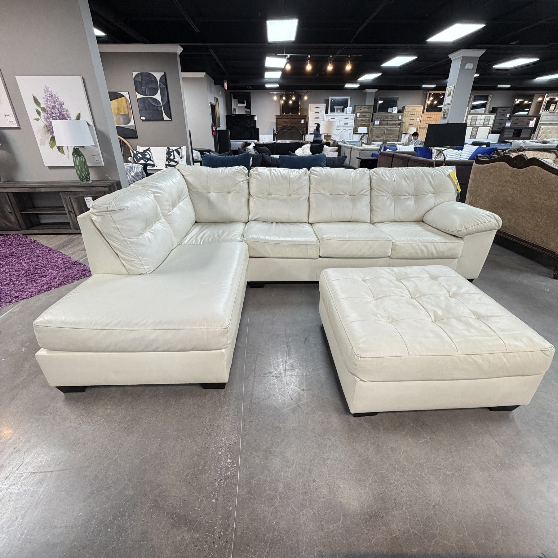 Aspen Polar White Sectional & Ottoman