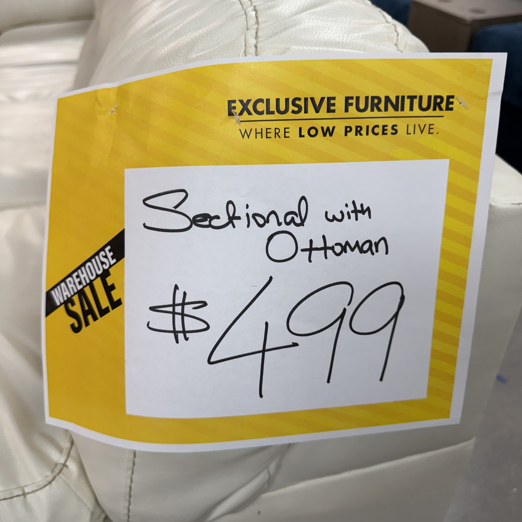 Aspen Polar White Sectional & Ottoman