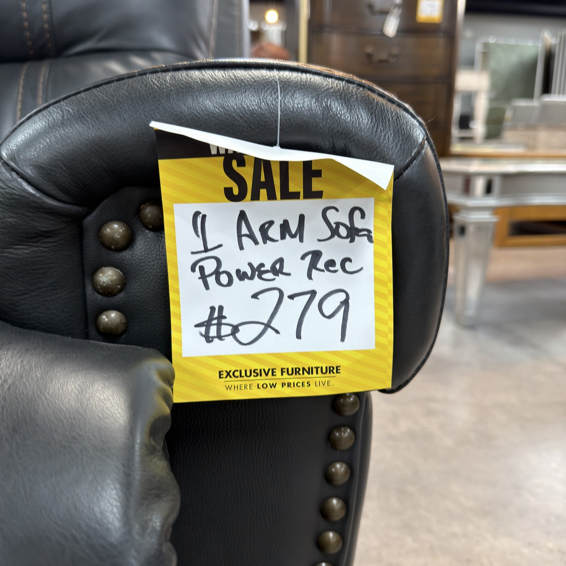 Coal 1 Arm Sofa Power Recliner