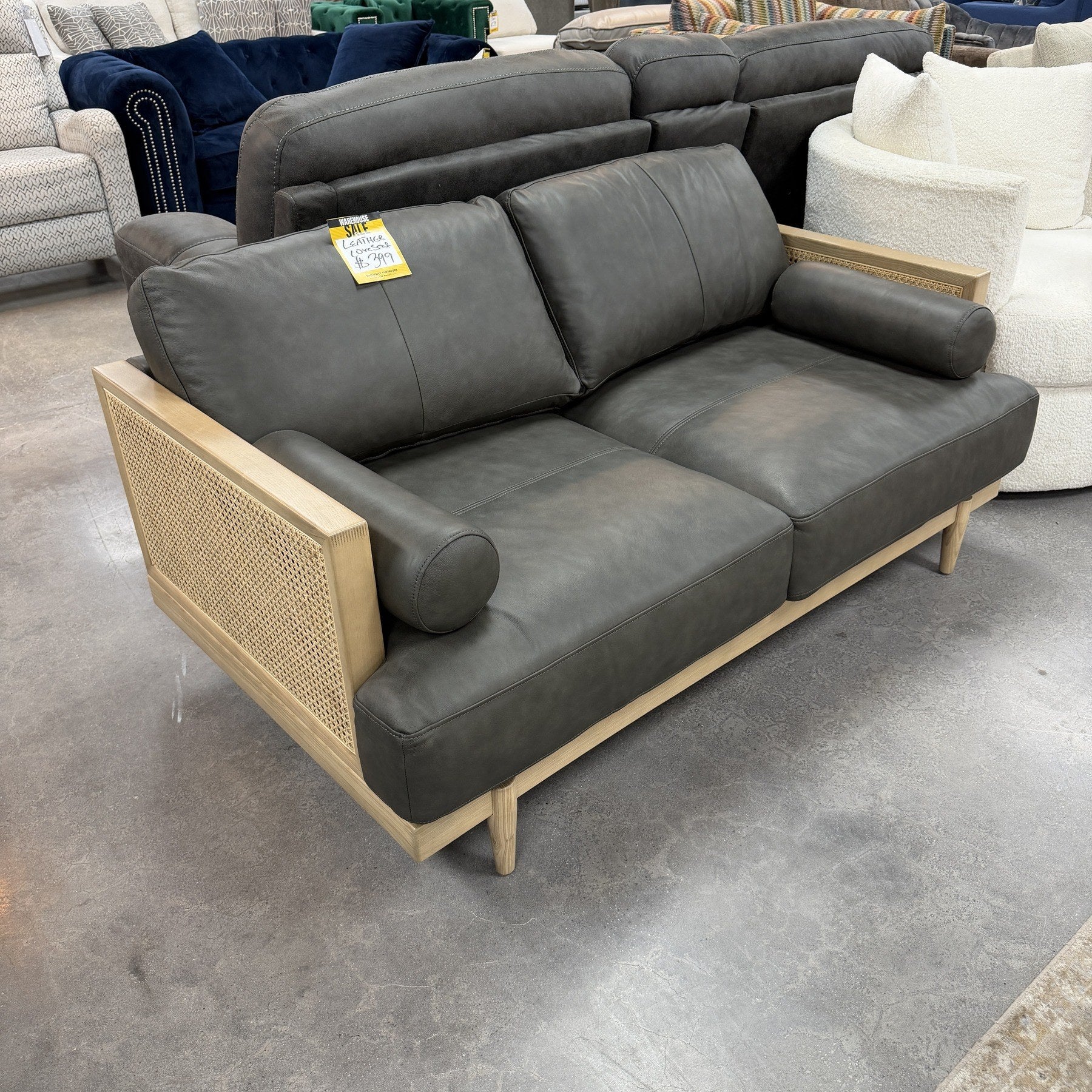 Copenhagen Oak Leather Loveseat