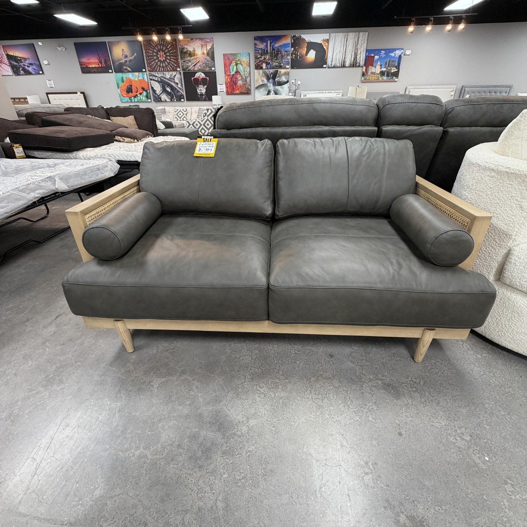 Copenhagen Oak Leather Loveseat