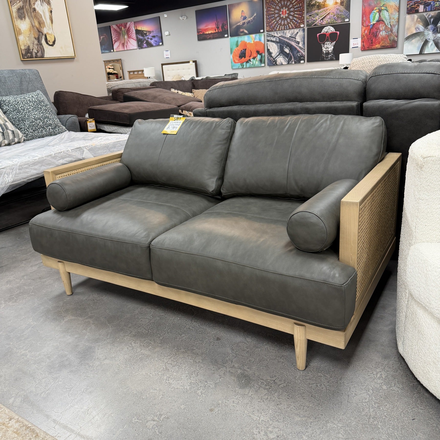 Copenhagen Oak Leather Loveseat