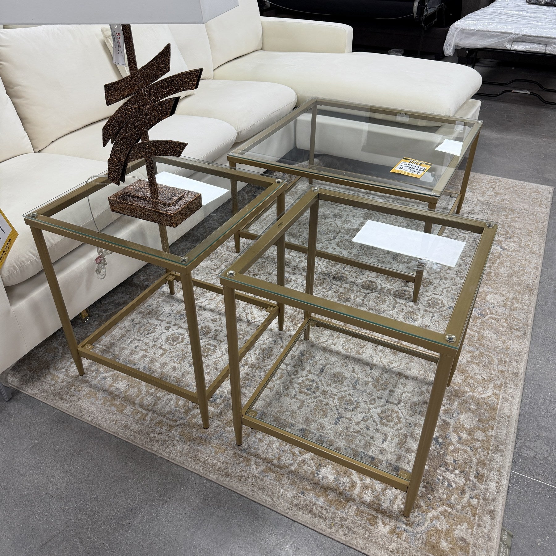 Urban Square Glass Coffee Table & 2 End Tables