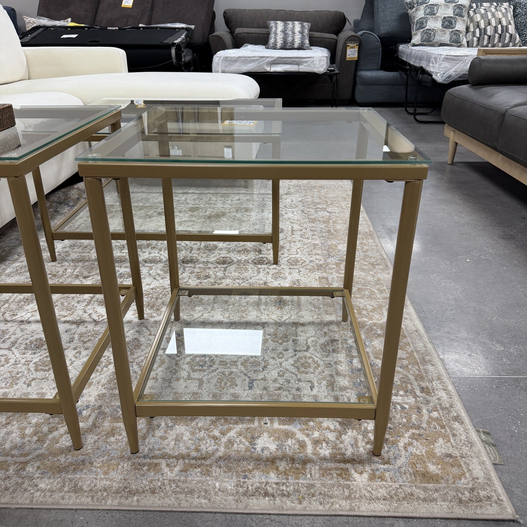 Urban Square Glass Coffee Table & 2 End Tables